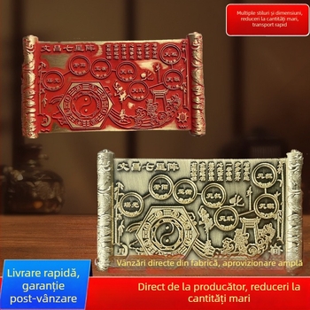Decorativ metal pentru birou, cu aranjament de șapte stele și dragoni dubli, motiv edict imperial