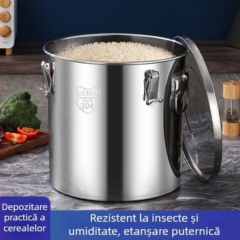 Recipient din oțel inoxidabil, etanș pentru depozitarea orezului, protecție împotriva insectelor și umezelii