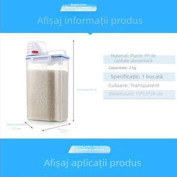 Recipient pentru depozitare cereale, 4–5 L, plastic pentru bucătărie