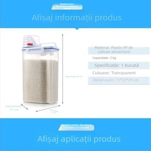 Recipient pentru depozitare cereale, 4–5 L, plastic pentru bucătărie