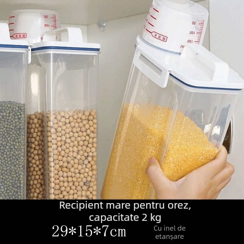 Recipient pentru depozitare cereale, 4–5 L, plastic pentru bucătărie