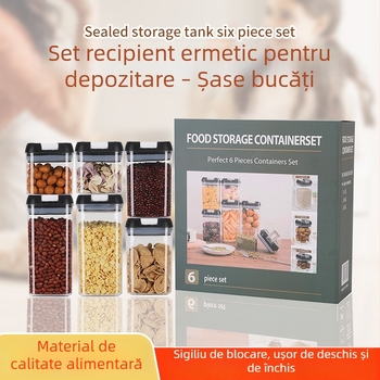 Recipient transparent dreptunghiular din plastic pentru depozitarea cerealelor, etanș