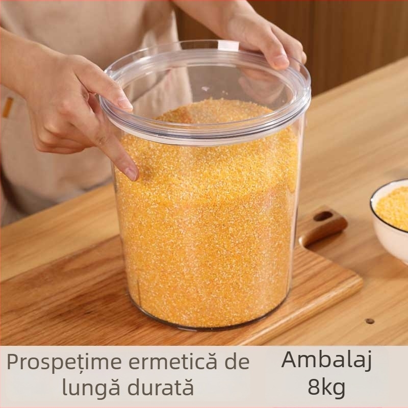 Container transparent pentru depozitare orez în bucătăria de acasă, protecție împotriva insectelor și umezelii, sigilat pentru orez, făină și cereale