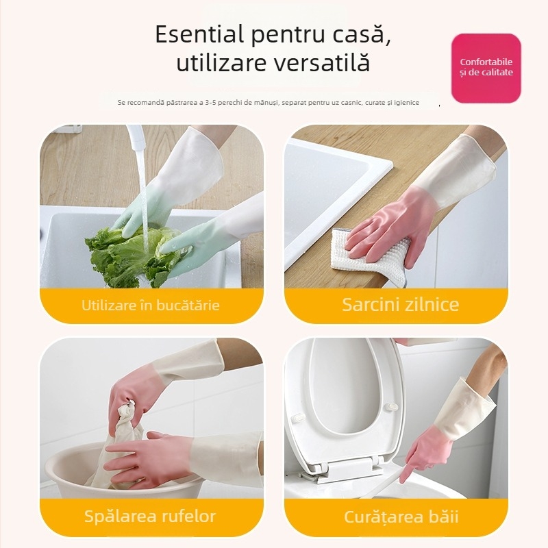 Mănuși impermeabile din latex pentru vase, spălarea rufelor și treburile casnice, curățarea legumelor