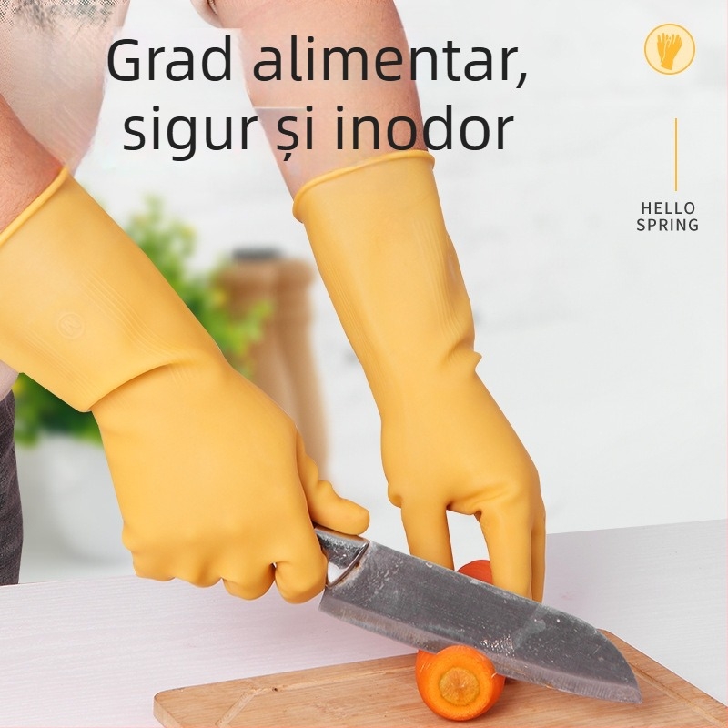 Xindongwanhong Mănuși din latex pur pentru gospodărie, bucătărie și spălare, durabile, impermeabile, îngroșate