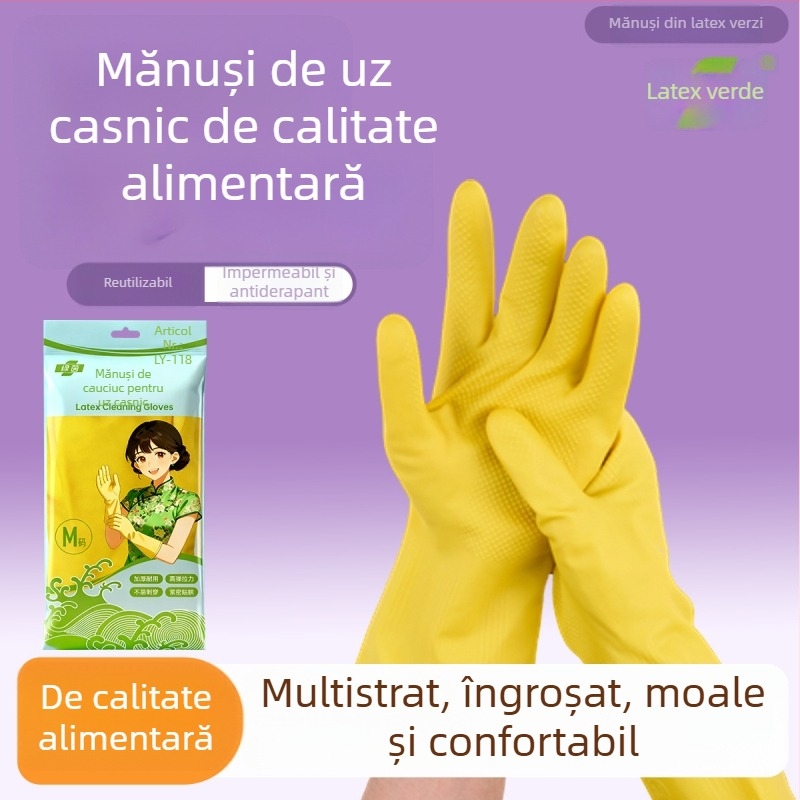 Green Grass mănuși groase din cauciuc, mănuși latex pentru vase și uz casnic, rezistente la spălarea rufelor