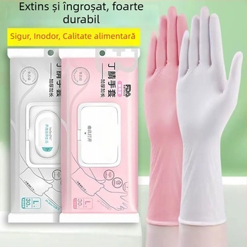 Mănuși din nitril, de unică folosință, pentru spălat vase și treburi gospodarești, cu lungime extinsă, impermeabile și antiderapante, confortabile și durabile