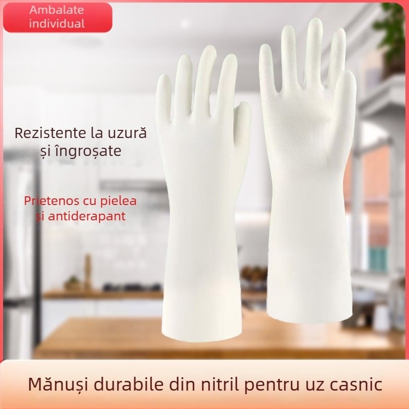 Mănuși din nitril, de calitate alimentară, pentru treburi casnice, curățenie în bucătărie, rezistente la ulei, extra-lungi, durabile, rezistente la rupere, pentru spălat vase
