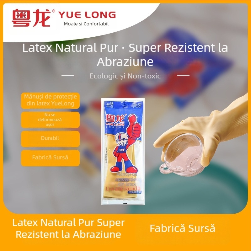 Mănuși din latex pentru uz zilnic în gospodărie, rezistente la acid și la baze, protecție pentru curățenie, spălat vase și mașină, mănuși Shark A3