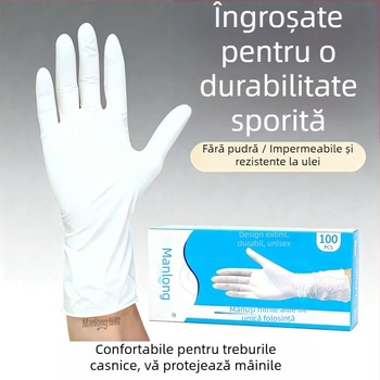 Mănuși nitril de 12 inch, lungi, durabile, translucide, pentru sarcini casnice și bucătărie, rezistente la ulei, la acid și la baze.
