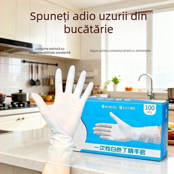 Mănuși nitril de 12 inch, lungi, durabile, translucide, pentru sarcini casnice și bucătărie, rezistente la ulei, la acid și la baze.