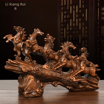 Statuetă cu opt cai, din rășină, decor de birou, cadou pentru deschidere și mutare