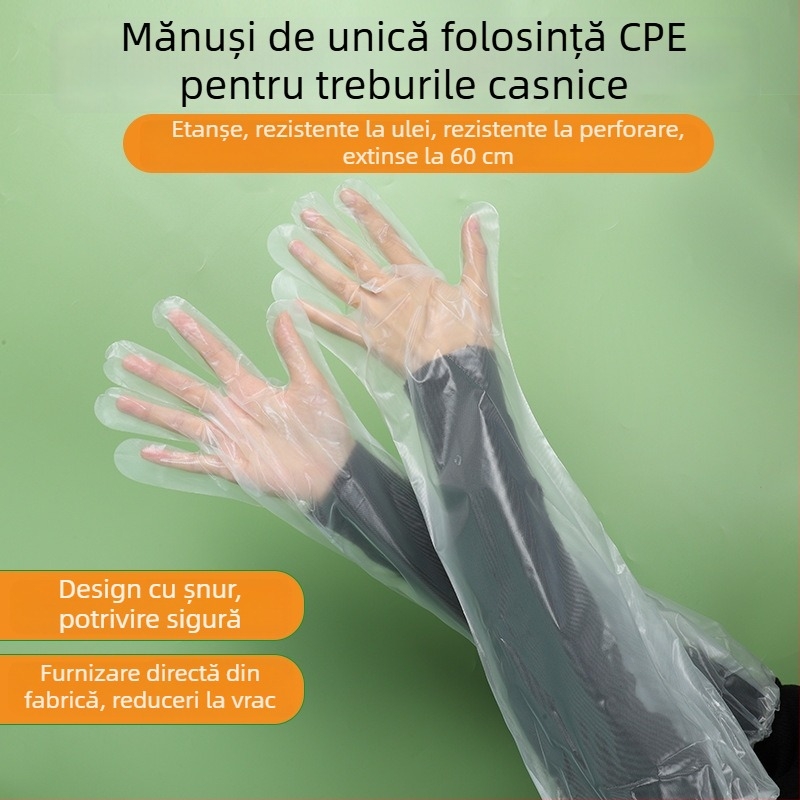 Mănuși de unică folosință PE pentru gospodărie, impermeabile, lungi, pentru toamnă și iarnă – spălarea vaselor, a hainelor și a legumelor