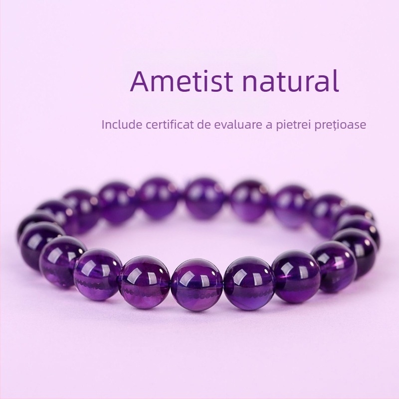 Brățară din ametist natural, pentru femei, șir unic, colecție premium, cadou, bijuterii noroc