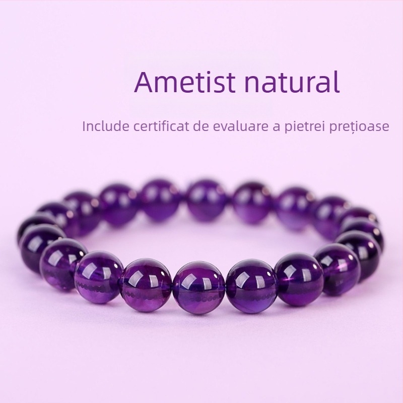 Brățară din ametist natural, pentru femei, șir unic, colecție premium, cadou, bijuterii noroc
