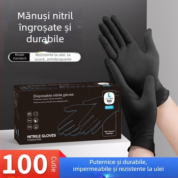 Mănuși din nitril negre, cu elasticitate înaltă, îngroșate, impermeabile, de unică folosință, pentru bucătărie, spălat vase și treburi gospodărești