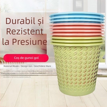 Coș simplu de plastic pentru baie și sufragerie, design decupat, coș pentru hârtie pentru uz casnic