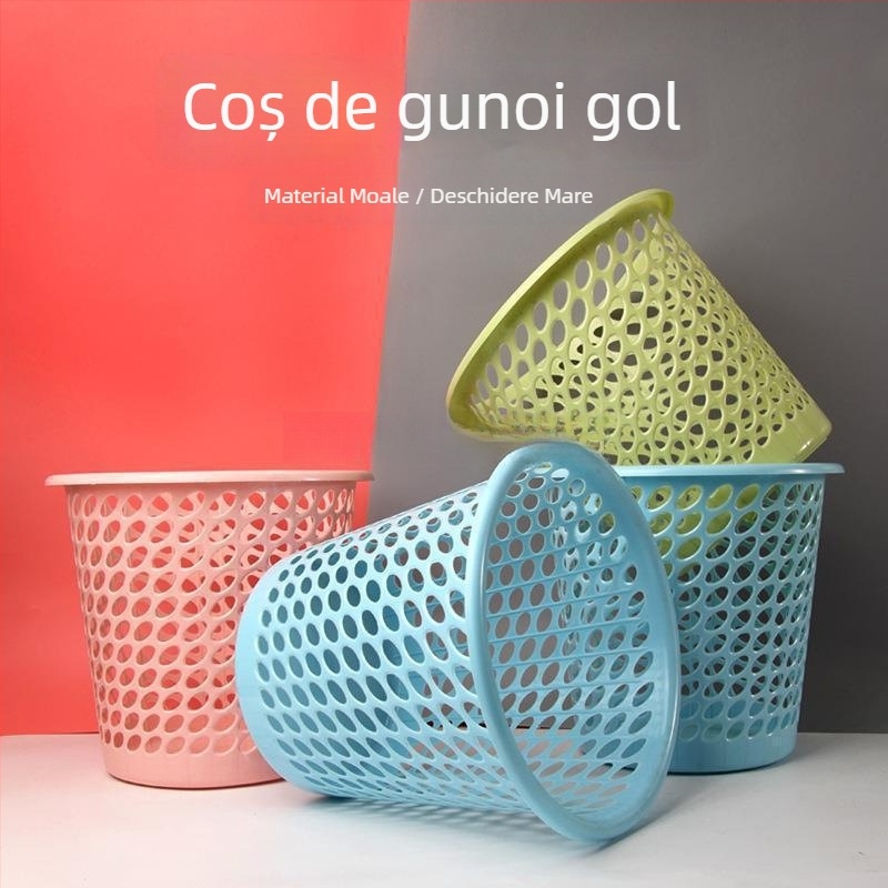 Coș simplu de plastic pentru baie și sufragerie, design decupat, coș pentru hârtie pentru uz casnic