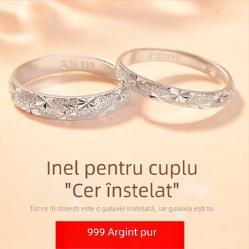 Inel pentru cuplu din Argint 999 – Cer înstelat, design de nișă, cadou de Ziua Îndrăgostiților