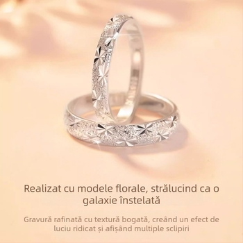 Inel pentru cuplu din Argint 999 – Cer înstelat, design de nișă, cadou de Ziua Îndrăgostiților