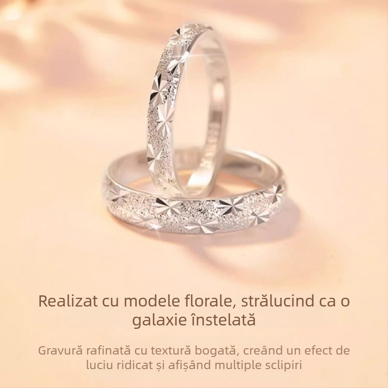 Inel pentru cuplu din Argint 999 – Cer înstelat, design de nișă, cadou de Ziua Îndrăgostiților