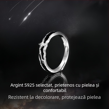 Inel din argint 925 pentru bărbați, stea nocturnă, reglabil, design minimalist de nișă, bijuterie de mână la modă
