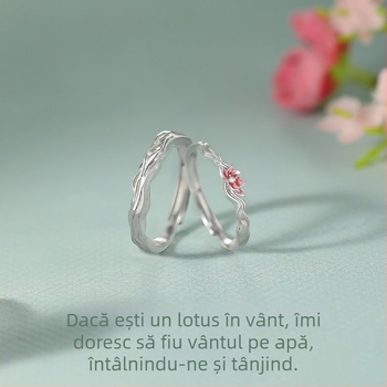 Ineluri cuplu Wind and Lotus din argint pentru el și ea — design de nișă