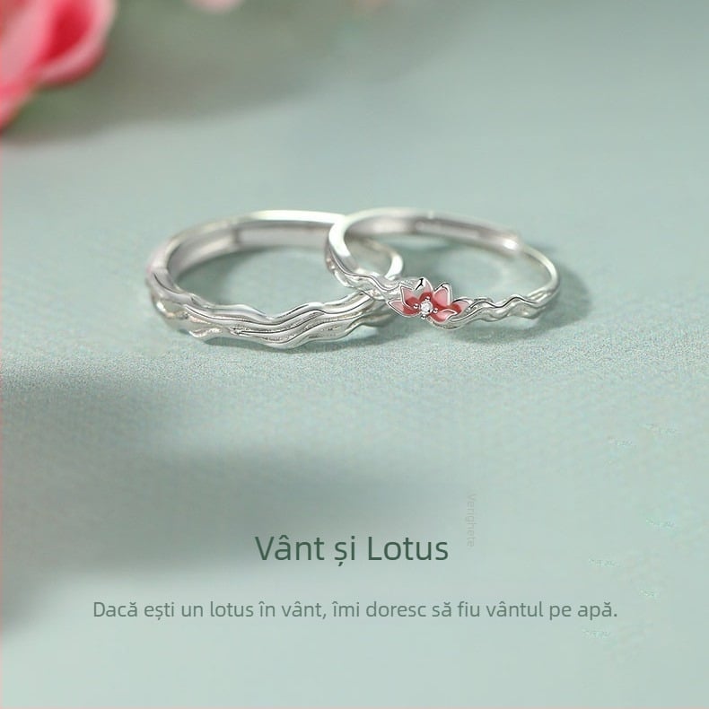 Ineluri cuplu Wind and Lotus din argint pentru el și ea — design de nișă