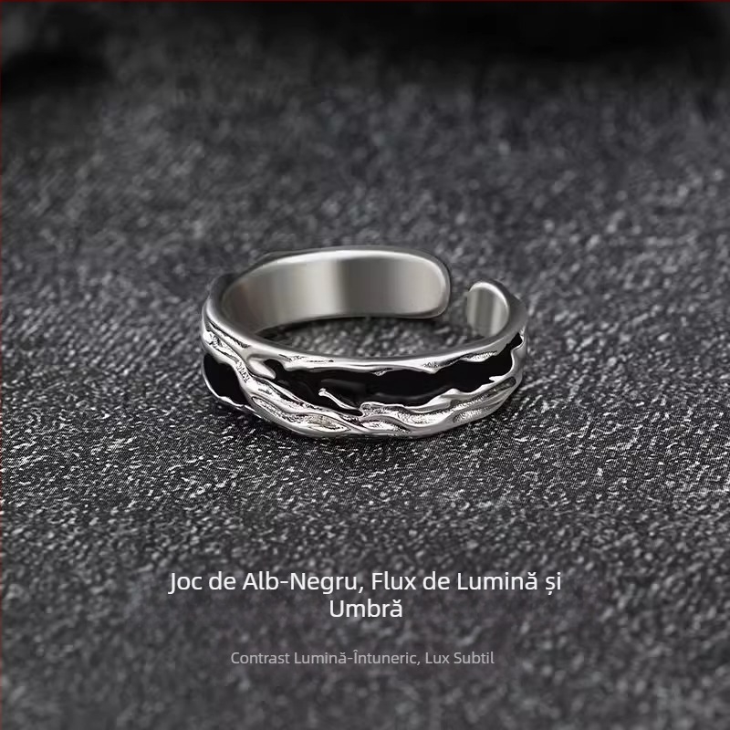 Inel bărbătești din argint S925, design geometric deschis, bijuterii de înaltă calitate, cadou memorabil