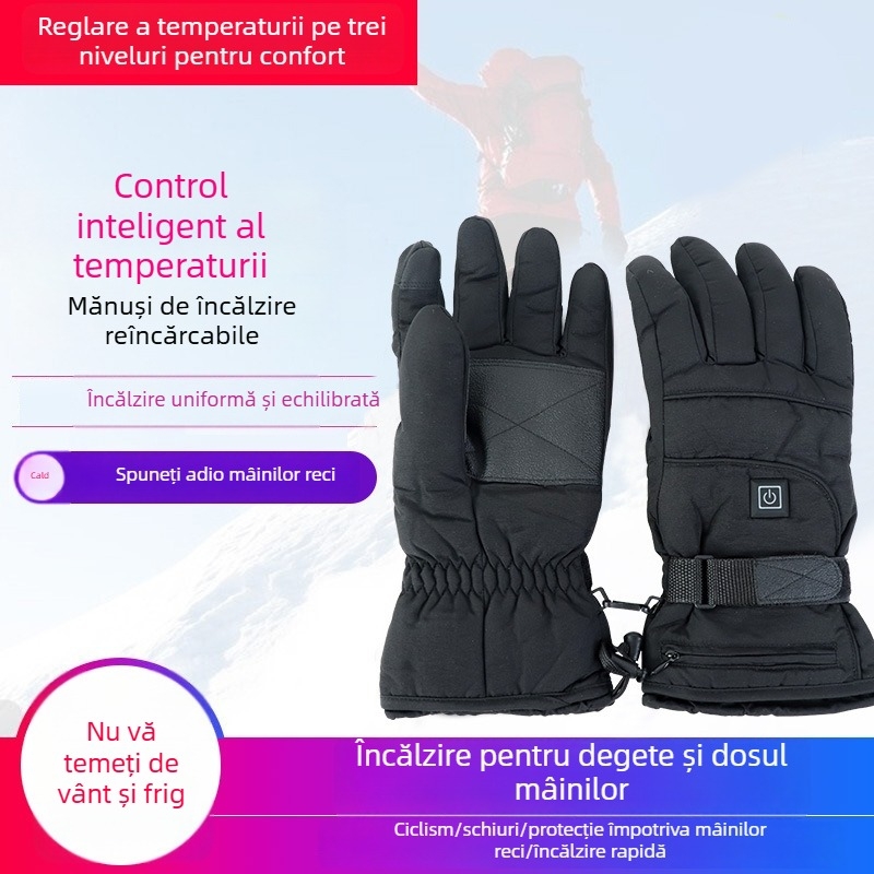 Mănuși încălzite, reîncărcabile pentru iarnă, unisex, pentru schi și ciclism, impermeabile, cu baterie de 4,5V