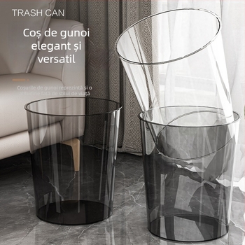 Coș de gunoi transparent, design luxos și creativ, pentru uz casnic: sufragerie, baie, bucătărie; formă de butoi, capacitate sub 4 litri