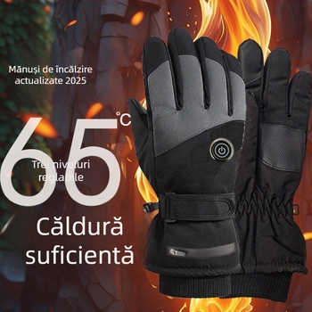 Mănuși încălzite cu baterie de 7.4V pentru iarnă, compatibile cu ecranul tactil, pentru schi, motocicletă și ciclism
