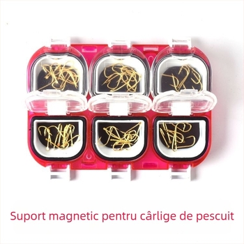 Cutie cu 6 compartimente pentru cârlige, magnetică, cutie transparentă de depozitare pentru accesorii de pescuit