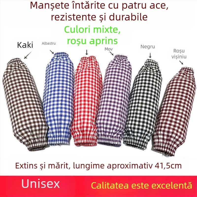 Manșete din bumbac cu model în carouri, lungi, pentru activități casnice, protecție împotriva prafului și murdăriei, protecție solară, potrivite pentru toate anotimpurile