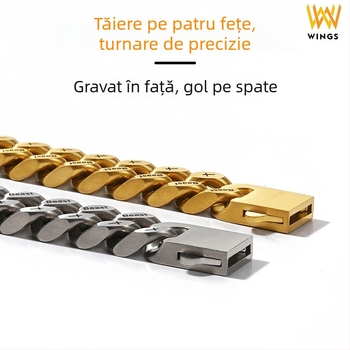 Brățară din oțel inoxidabil cu lanț Cubano, stil hip-hop, cu posibilitatea gravurii, ediție pentru cupluri, aspect premium pentru bărbați