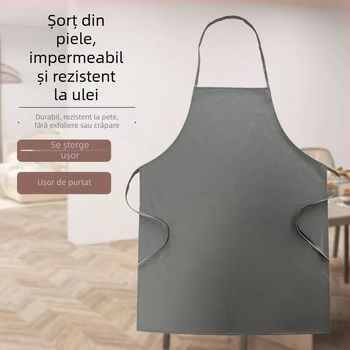 Șorț din piele, impermeabil și rezistent la uleiuri, piele moale îngroșată, rezistent la abraziune, unisex pentru bucătărie, lungime medie, rezistent la acizi și baze