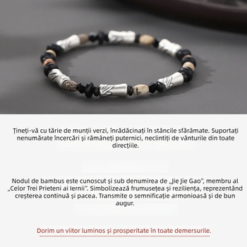 Brățară bărbătească placată cu argint, segmente din bambus, minimalistă și elegantă