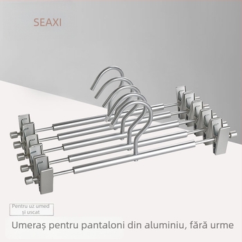 Suport pentru pantaloni din aliaj de aluminiu cu clipsuri metalice, antiderapant, fără urme, pentru uscare acasă