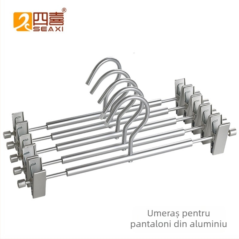 Suport pentru pantaloni din aliaj de aluminiu cu clipsuri metalice, antiderapant, fără urme, pentru uscare acasă