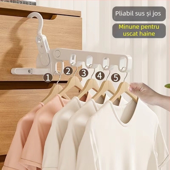 Sistem pliabil pentru uscat haine cu 5 găuri, suport de haine portabil pentru călătorii, utilizare în interior
