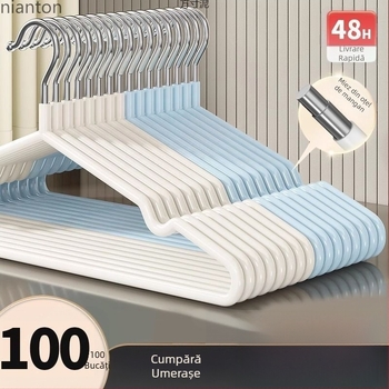 Umerașe pentru haine pentru adulți, îngroșate, fără urme, antiderapante, cu suport pentru uscare, acoperire din plastic