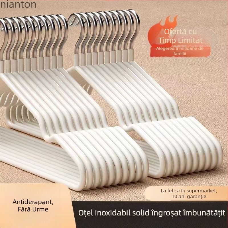 Umerașe pentru haine pentru adulți, îngroșate, fără urme, antiderapante, cu suport pentru uscare, acoperire din plastic