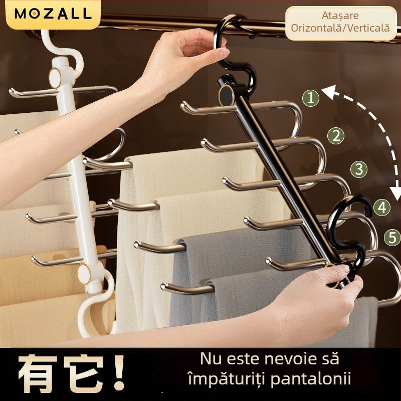 Unique suport pliabil pentru pantaloni, multifuncțional, din oțel inoxidabil integrat, cu mai multe niveluri antiderapante, pentru uz casnic, depozitare garderobă