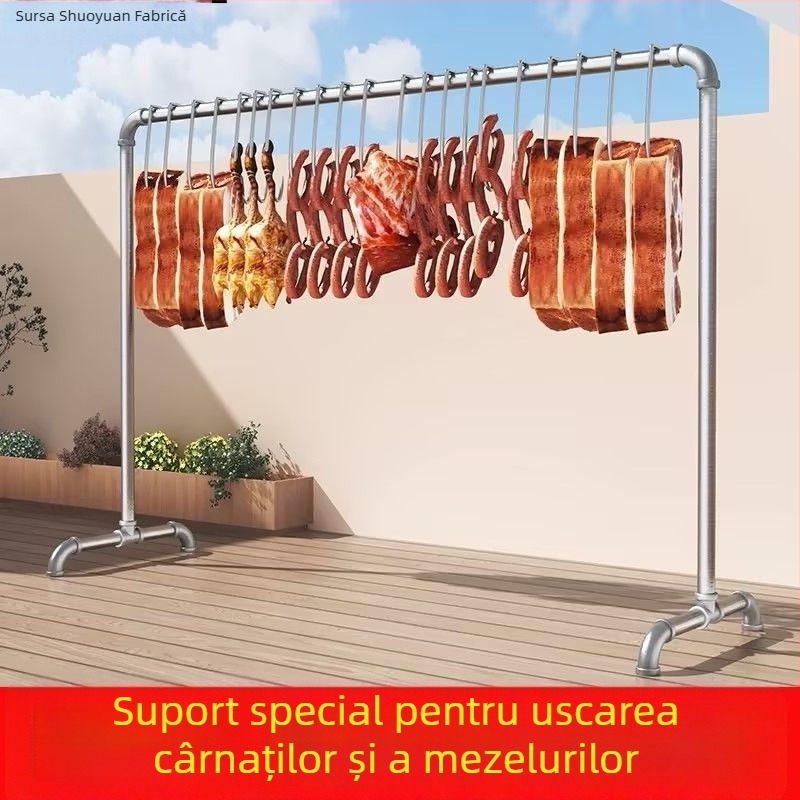 Raft din oțel pentru atârnarea cărnii — uscare și expunere a cărnii, mielului, porcului, cârnaților și șuncii