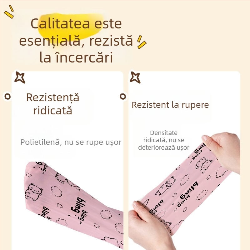 Pungă de gunoi pentru casă cu șnur, pungă din plastic imprimată pentru bucătărie și baie, model F