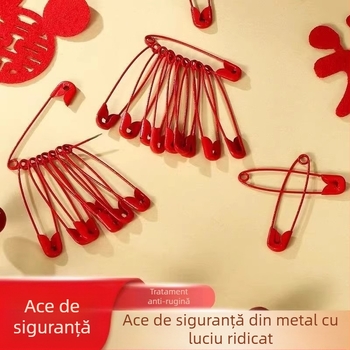 Pin roșu mare pentru nuntă, pentru corsage și accesorii – fixare sigură