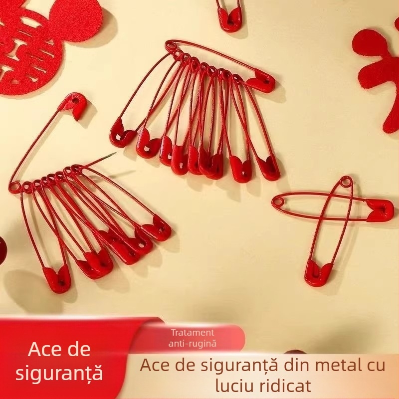Pin roșu mare pentru nuntă, pentru corsage și accesorii – fixare sigură