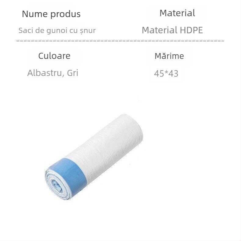 Pungi groase albe pentru gunoi, cu șnur de închidere automată, set de 60 bucăți, pentru cămin și birou