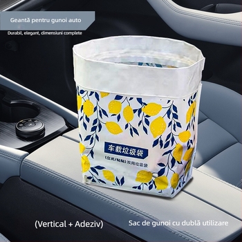 Sac de gunoi pentru mașină, de tip autonom, cu adeziv pe partea din spate