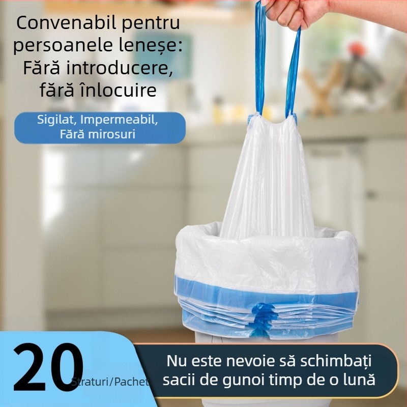 Saci de gunoi cu 20 straturi, șnur, HDPE gros, dimensiune mare, pentru cămine și bucătării
